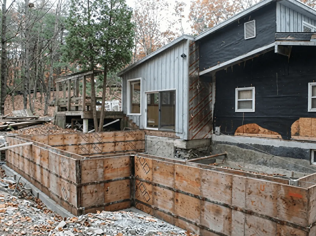 Prepared site with foundation forms for home remodeling and addition project in Clearwater, FL